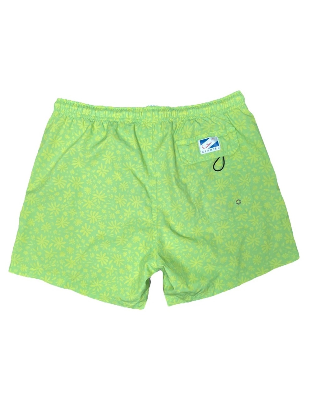 Bermies The Classic 5" Inseam Swim Trunks Men's Medium Yellow Green Floral - Picture 2 of 5